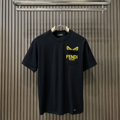 芬迪高仿頂級面料胸前Fendi字母logo短袖圓領T恤純棉