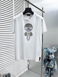 Fendi高仿原單短袖T恤 老佛爺logo圖案設計 純棉找男裝