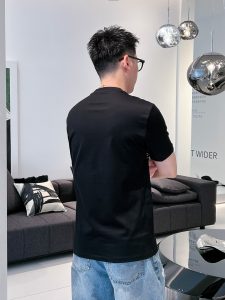 專櫃同步彈力長絨棉高仿Fendi圓領短袖T恤男裝