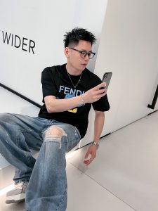 專櫃同步Fendi新品長絨棉短袖logo小怪獸T恤