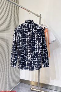 Fendi一比一亞麻面料長袖襯衣男裝印花襯衫潮流款