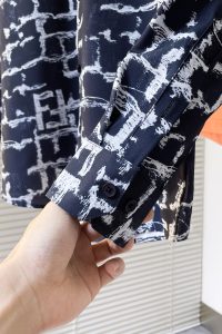 Fendi一比一亞麻面料長袖襯衣男裝印花襯衫潮流款