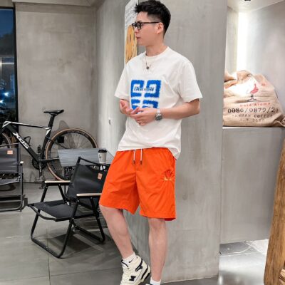 Fendi芬迪高仿男女同款褲子休閒五分褲 橙色
