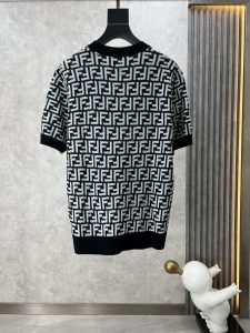 Fendi高仿衣服羊毛針織短袖T恤 非常牛的lFFlogo刺繡