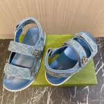 高仿Gucci 沙灘涼鞋 經典老佈鞋 專櫃同步 藍色