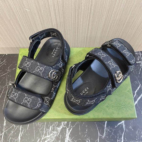 頂級原單Gucci 沙灘涼鞋 經典老花布涼鞋