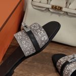 Hermes 愛馬仕莆田鞋Giulia涼鞋真皮材質 2024新款 黑色