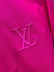 頂級原單LV路易威登刺繡純棉圓領短袖T恤 粉紅色