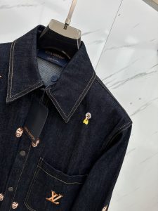 頂級設計LV印花logo男裝長袖路易威登襯衣 牛仔夾克