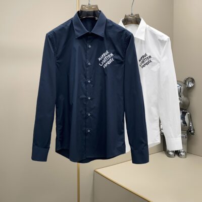 頂級字母刺繡LV高仿路易威登純棉長袖襯衣男裝衣服
