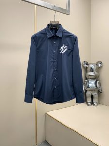 頂級字母刺繡LV高仿路易威登純棉長袖襯衣男裝衣服