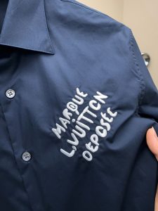 頂級字母刺繡LV高仿路易威登純棉長袖襯衣男裝衣服