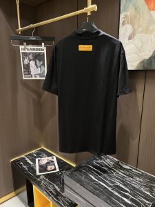 頂級奢侈品LV路易威登刺繡純棉短袖圓領T恤 黑色