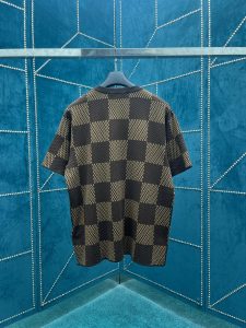 Louis Vuitton 路易威登高仿男裝提花純棉圓領時尚T恤盤棋格T恤