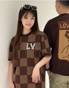 Louis Vuitton 路易威登高仿男裝提花純棉圓領時尚T恤盤棋格T恤