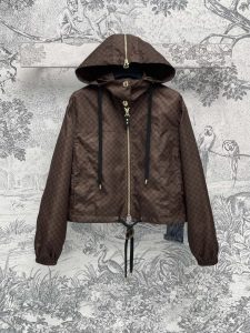 路易威登高仿LV盤棋格連帽薄款外套防曬服男女同款