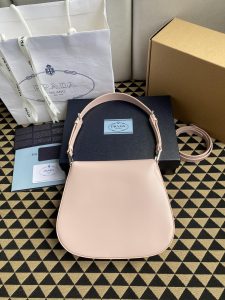 高仿原單普拉達包包 Prada Cleo 亮面皮革單肩包 腋下包 粉紅