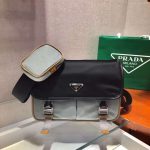 原單複刻普拉達包包 Prada Re-Nylon和Saffiano皮革單肩包 黑灰