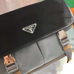 原單複刻普拉達包包 Prada Re-Nylon和Saffiano皮革單肩包 黑灰