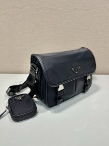 原單複刻普拉達包包 Prada Re-Nylon和Saffiano皮革單肩包 黑