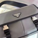 原單複刻普拉達包包 Prada Re-Nylon和Saffiano皮革單肩包 灰