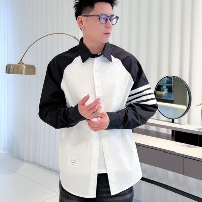 THOMBROWNETB撞色設計男裝高仿衣服長袖襯衣
