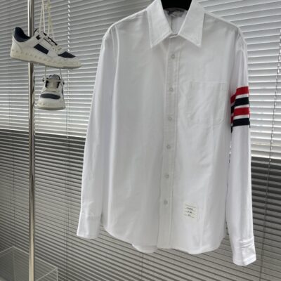 特姆佈朗撞色設計頂級高仿精品衣服長袖襯衣牛津紡