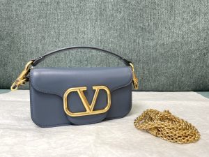 専櫃複刻VALENTINO華倫天奴包包 Garavani LOCÒ小號小牛皮手袋 灰色