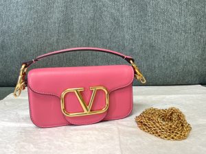 専櫃複刻VALENTINO華倫天奴包包 Garavani LOCÒ小號小牛皮手袋 粉
