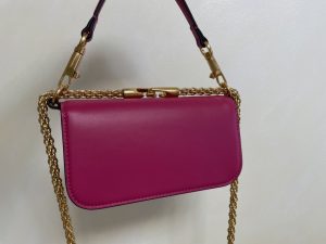 専櫃複刻VALENTINO華倫天奴包包 Garavani LOCÒ小號小牛皮手袋 酒紅