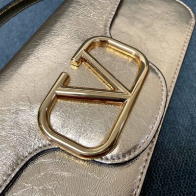 原單複刻VALENTINO華倫天奴包包 VLOGO SIGNATURE LOCÒ小牛皮手袋 木瓜金