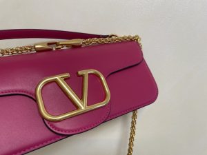 原單複刻VALENTINO華倫天奴包包 VLOGO SIGNATURE LOCÒ小牛皮手袋 玫紫