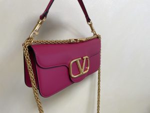原單複刻VALENTINO華倫天奴包包 VLOGO SIGNATURE LOCÒ小牛皮手袋 玫紫