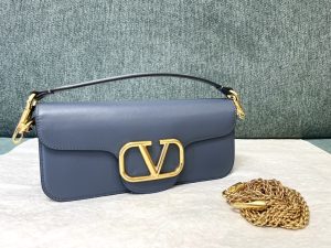 原單複刻VALENTINO華倫天奴包包 VLOGO SIGNATURE LOCÒ小牛皮手袋 灰
