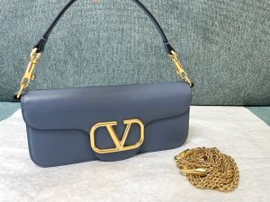 原單複刻VALENTINO華倫天奴包包 VLOGO SIGNATURE LOCÒ小牛皮手袋 灰