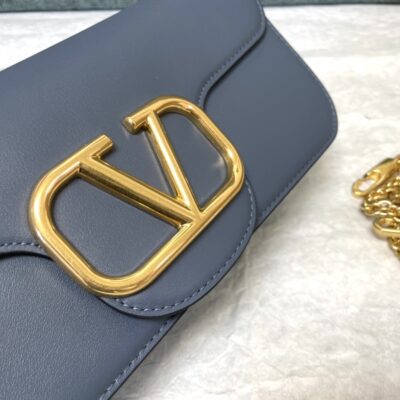 原單複刻VALENTINO華倫天奴包包 VLOGO SIGNATURE LOCÒ小牛皮手袋 灰