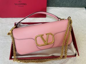 原單複刻VALENTINO華倫天奴包包 VLOGO SIGNATURE LOCÒ小牛皮手袋 粉