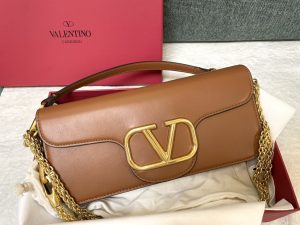 原單複刻VALENTINO華倫天奴包包 VLOGO SIGNATURE LOCÒ小牛皮手袋 棕