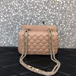 高仿VALENTINO華倫天奴包包 ROCKSTUD SPIKE小號軟牛革手袋 杏色