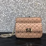 高仿VALENTINO華倫天奴包包 ROCKSTUD SPIKE小號軟牛革手袋 杏色