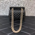 高仿VALENTINO華倫天奴包包 ROCKSTUD SPIKE小號軟牛革手袋 黑金