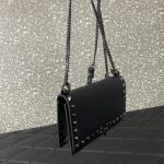 原單VALENTINO華倫天奴包包 Garavani ROCKSTUD粒面小牛皮鏈條手袋 黑色