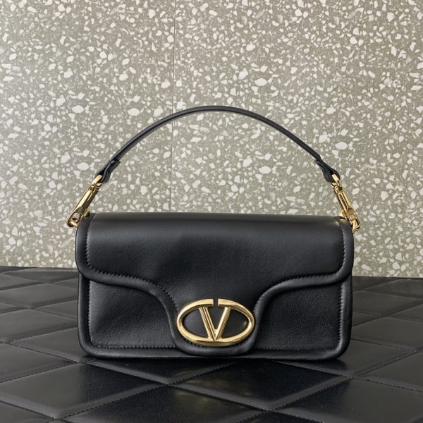 専櫃複刻VALENTINO華倫天奴包包 VLOGO SIGNATURE LOCÒ小牛皮手袋 黑色
