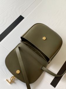 専櫃複刻YSL聖羅蘭包包 kaia滑面皮革小型書包 馬鞍包 深綠