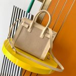 原單YSL聖羅蘭包包 sac de jour牛皮+啞麻布手挽袋 風琴包22cm