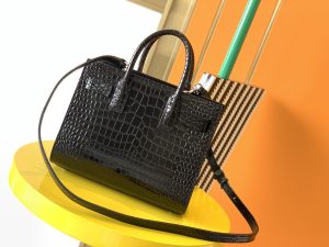 高仿YSL聖羅蘭包包 sac de jour鱷魚壓紋光面皮革NANO手袋 小型黑色