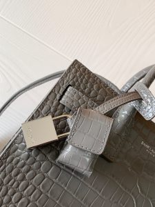 高仿YSL聖羅蘭包包 sac de jour鱷魚壓紋光面皮革NANO手袋 灰色