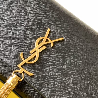 原單複刻YSL聖羅蘭包包 kate魚子醬中型流蘇手袋 黑金