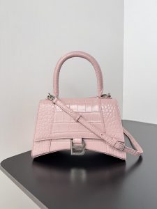 高仿balenciaga巴黎世家 HOURGLASS 鱷魚紋壓紋手提包沙漏包冰粉