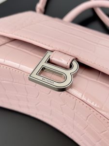 高仿balenciaga巴黎世家 HOURGLASS 鱷魚紋壓紋手提包沙漏包冰粉